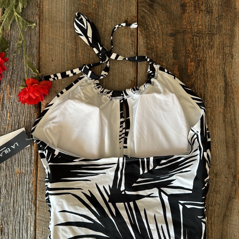 La Blanca Black and White Women's Halter One-Piece Swimsuit Size 8 - Picture 6 of 11